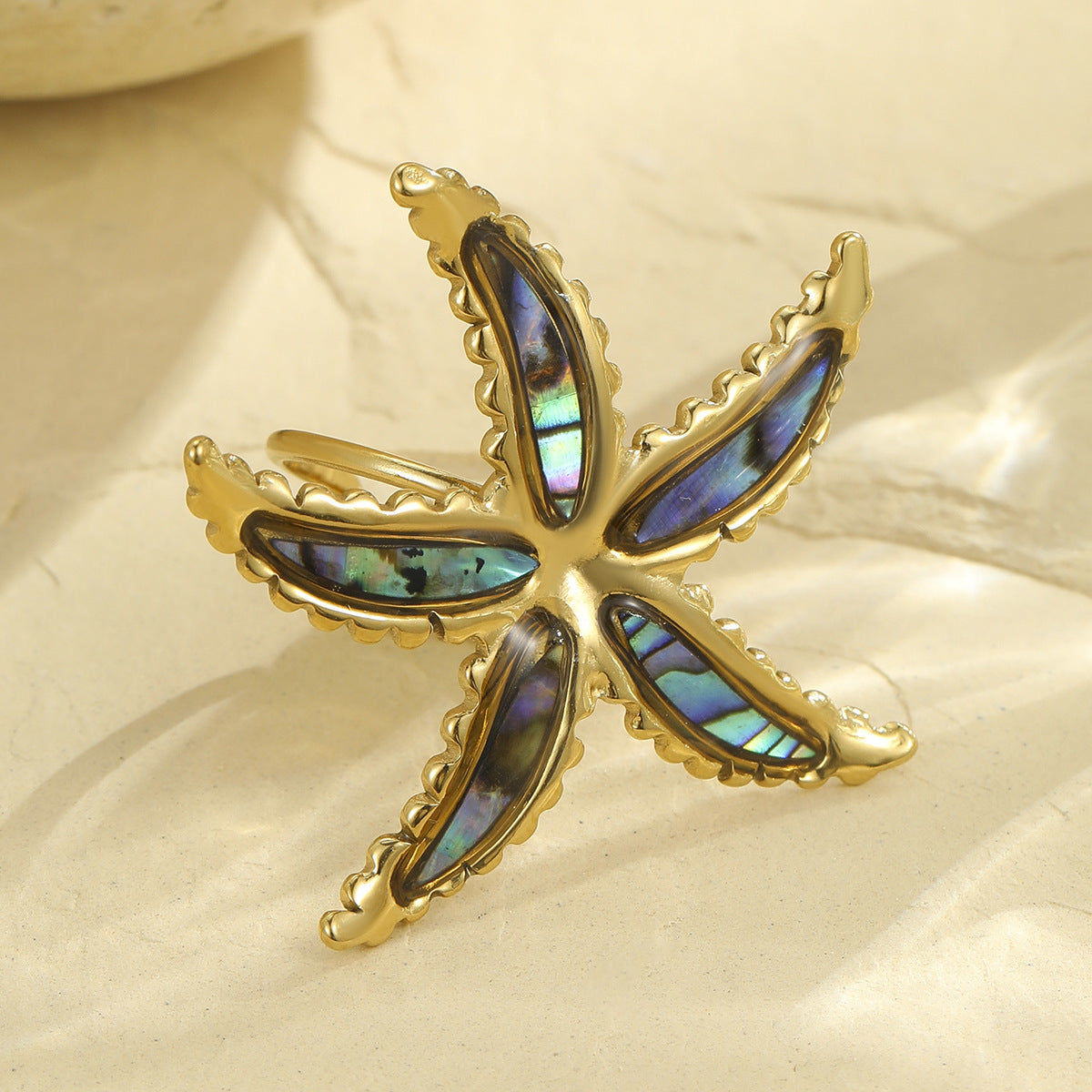 Starfish-shaped Fritillary Stud Earrings Open Ring