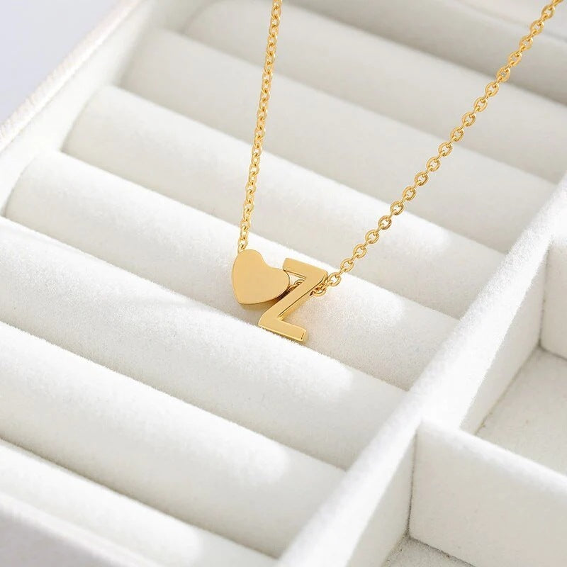 Simple Love Necklace Stainless Steel English 26 Letters
