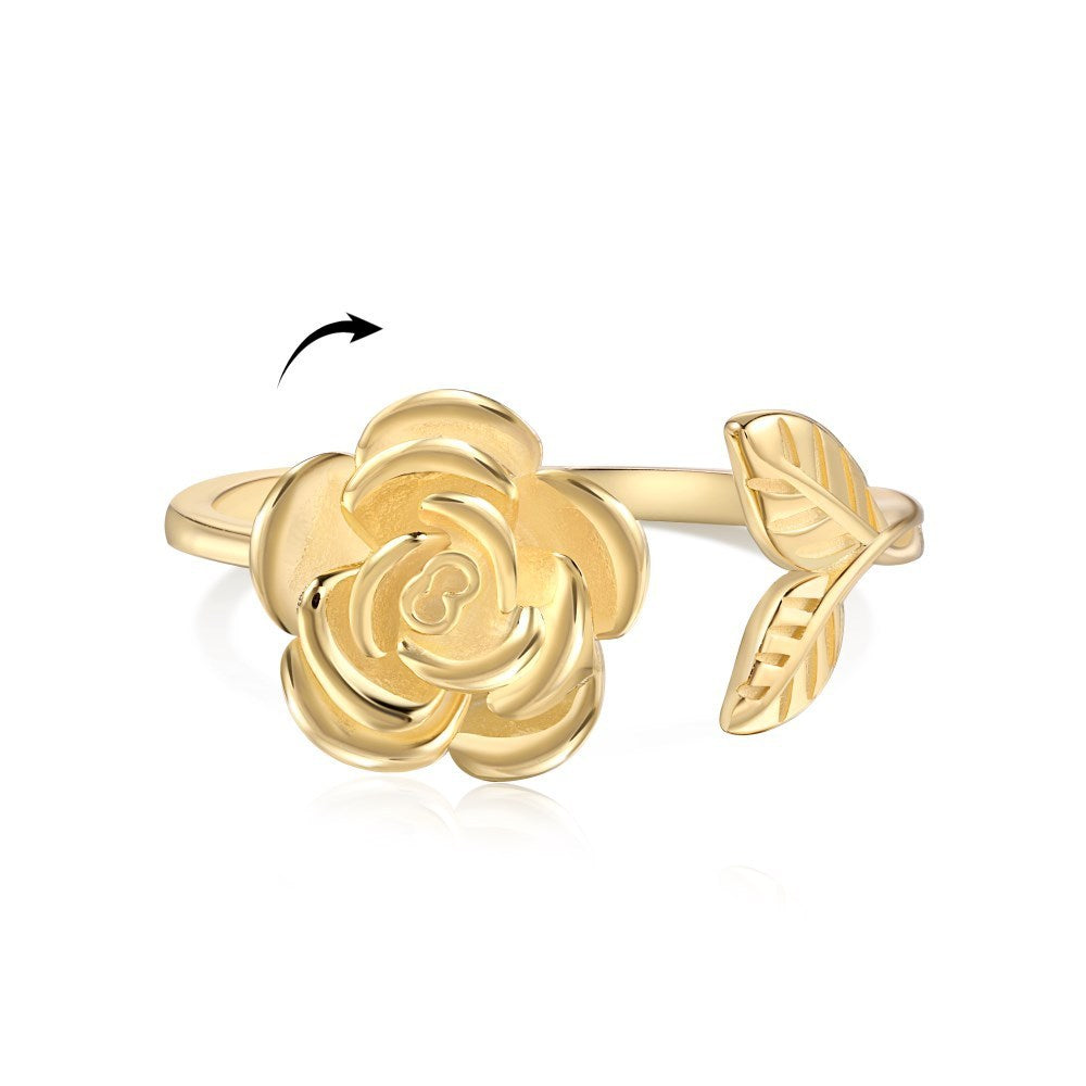 S925 Sterling Silver Flowers Diamond Decompression Rotatable Fashion Ring