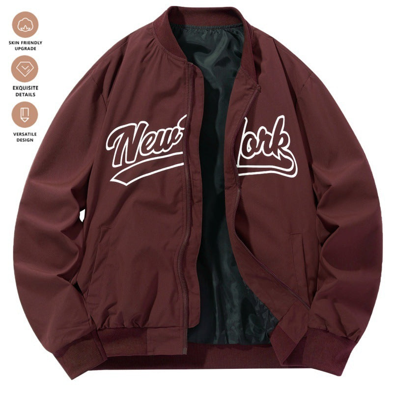 Baseball Uniform Retro Stand Collar Top Easy Matching Coat