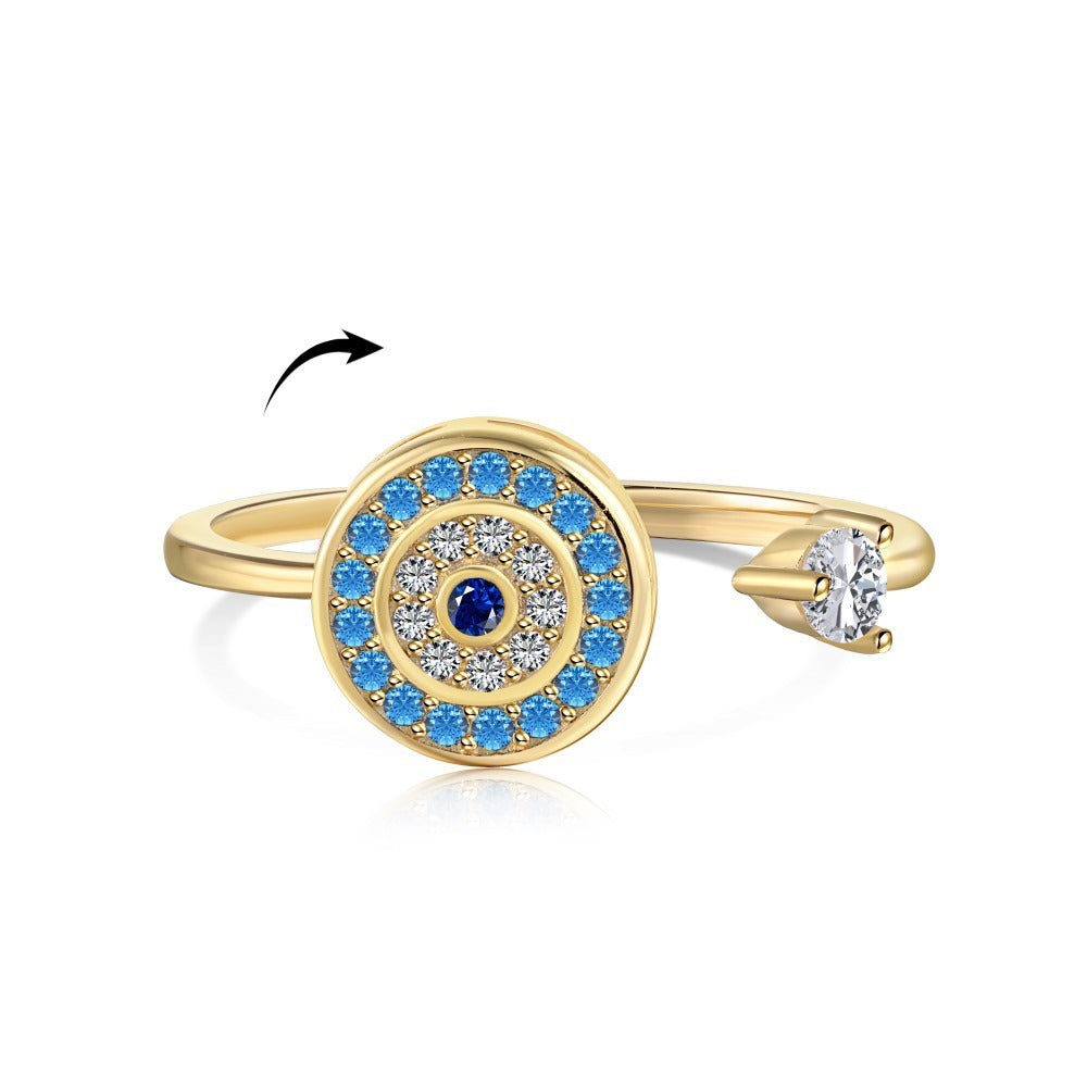 S925 Sterling Silver Flowers Diamond Decompression Rotatable Fashion Ring