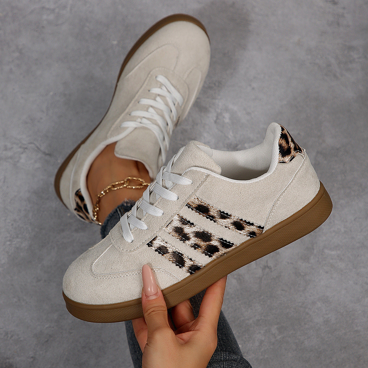 Vintage Leopard Print Versatile Women's Casual Shoes