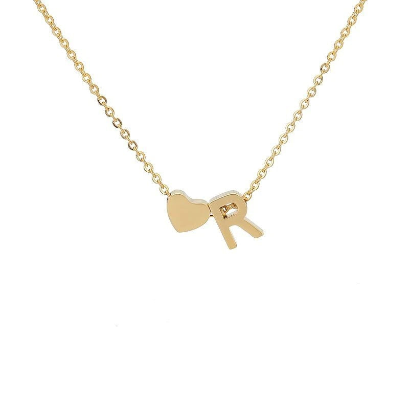 Simple Love Necklace Stainless Steel English 26 Letters