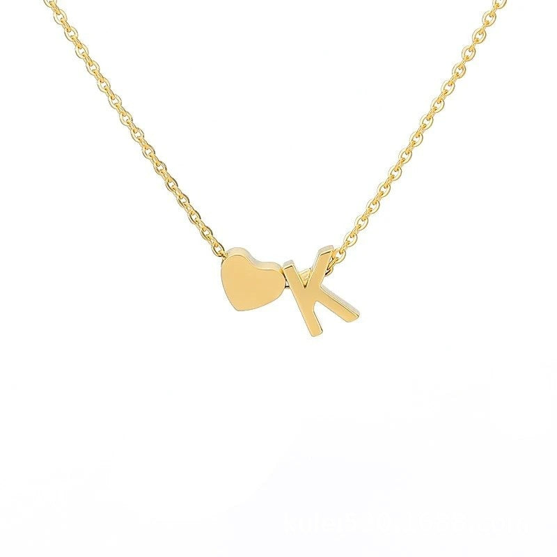 Simple Love Necklace Stainless Steel English 26 Letters