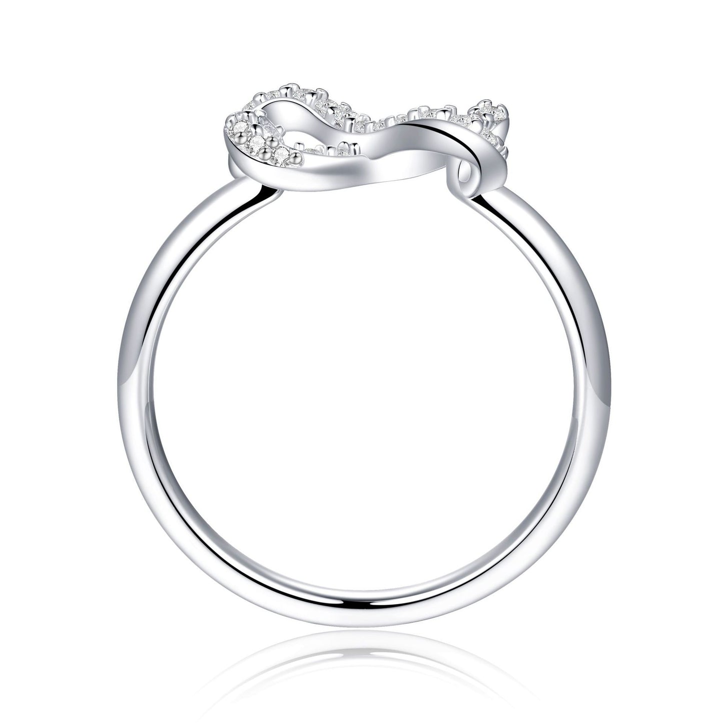 Sterling Silver Silver Jewelry Bow Ring Women's Love Silver Ring
