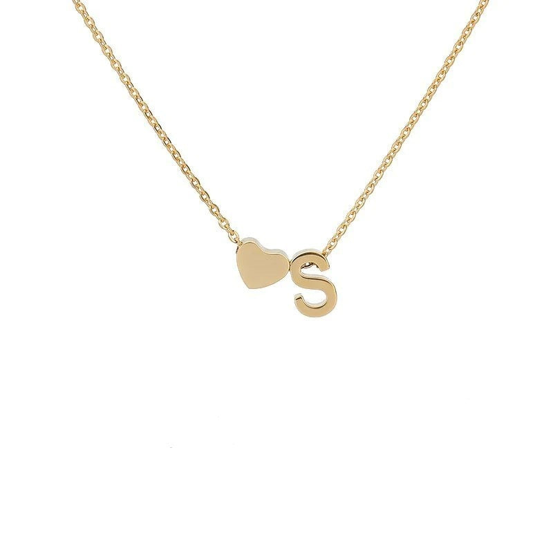 Simple Love Necklace Stainless Steel English 26 Letters