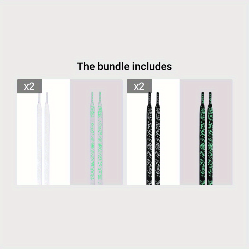 1 Pair of 47.24 Inch Long Glow-in-the-Dark Luminous Flat Shoelaces with Fluorescent Pattern for Enhanced Visibility at Music Festivals, Perfect for Sneakers, Boots & Shoes