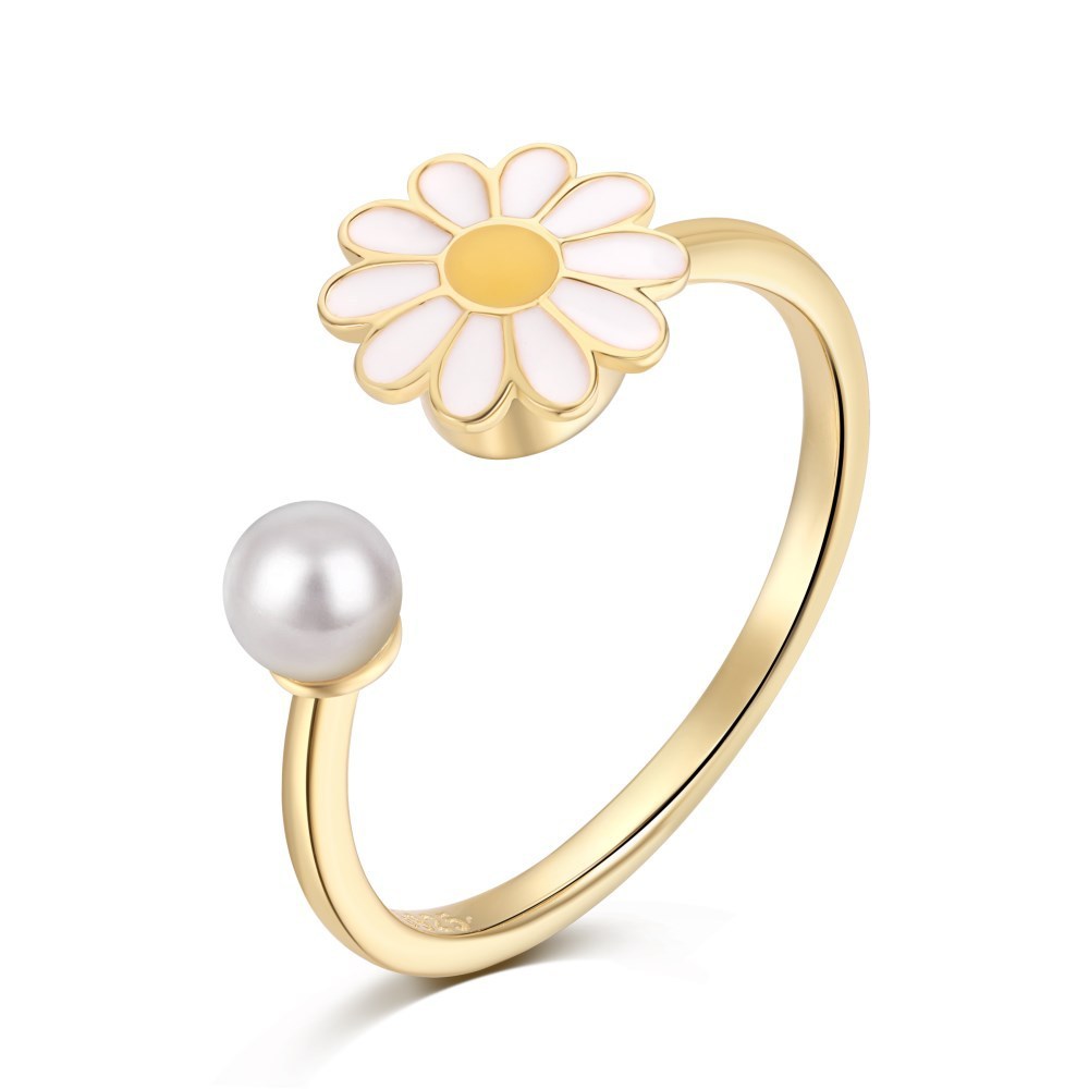S925 Sterling Silver Flowers Diamond Decompression Rotatable Fashion Ring