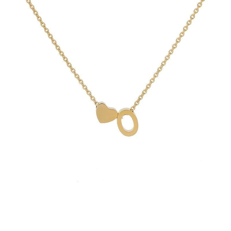 Simple Love Necklace Stainless Steel English 26 Letters