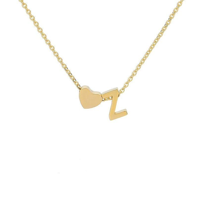 Simple Love Necklace Stainless Steel English 26 Letters