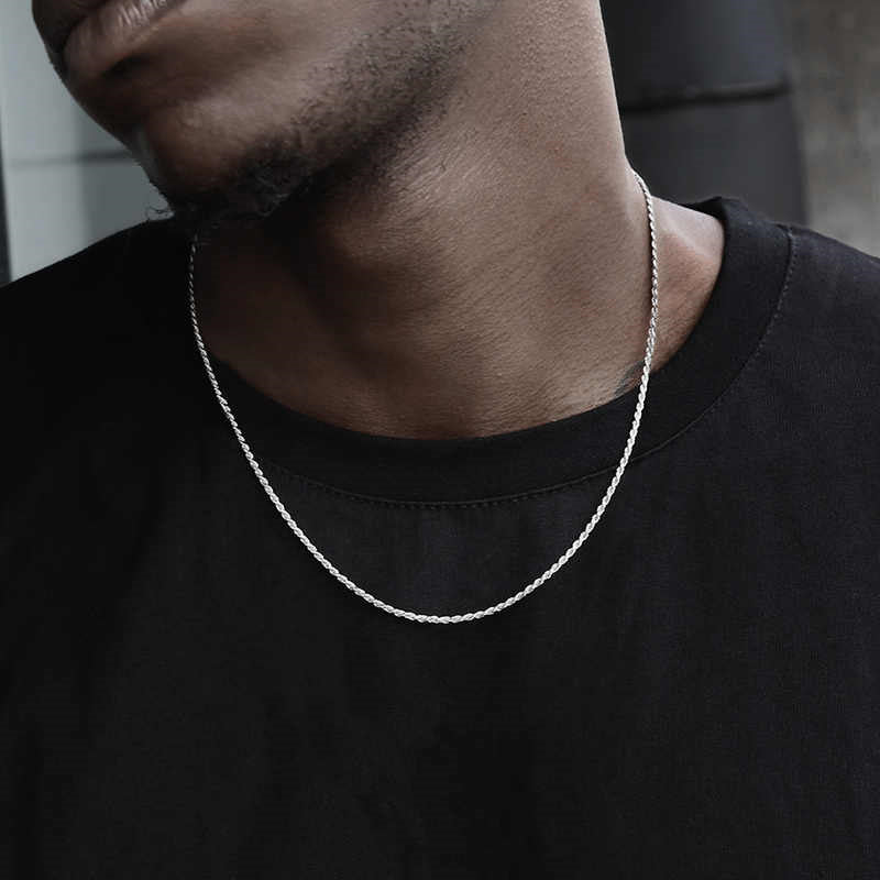 Platinum-plated Pure Silver Twist Chain
