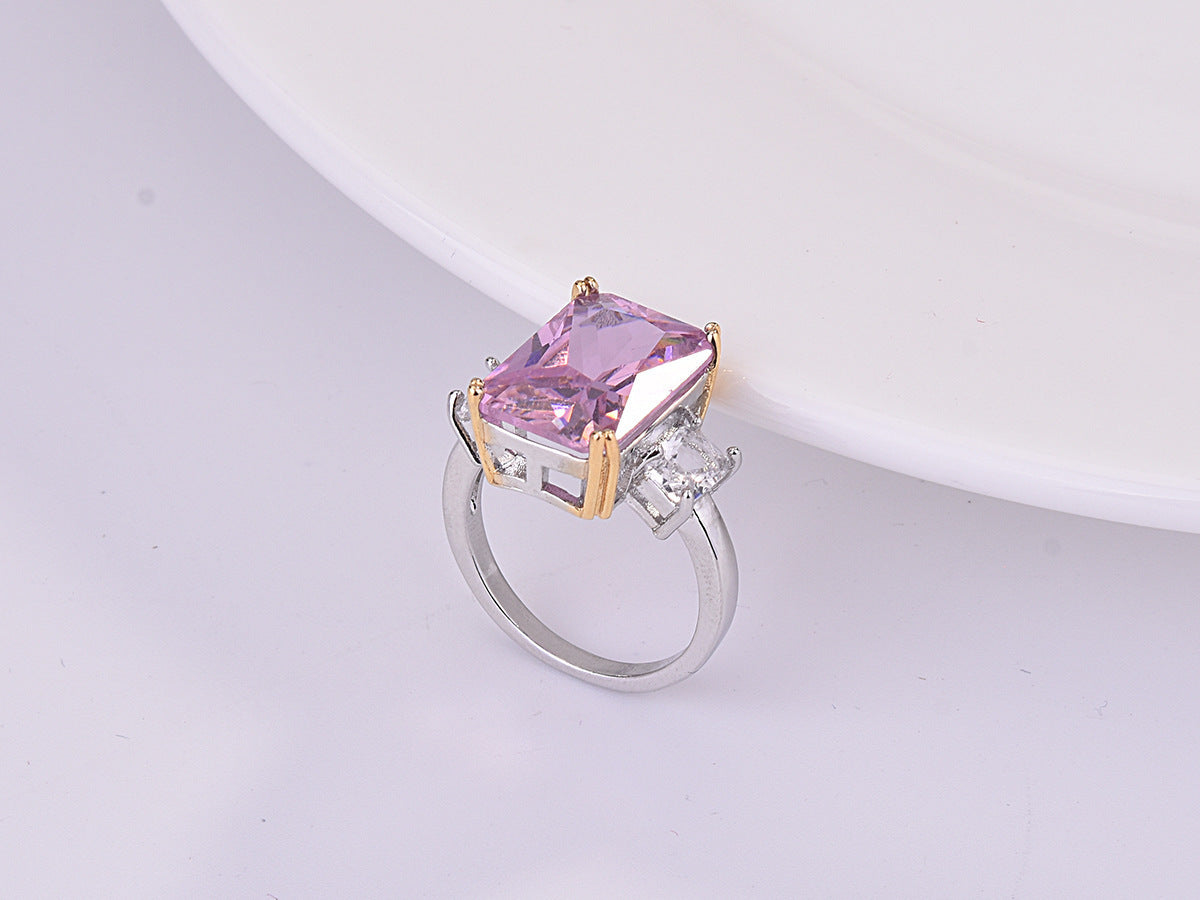 Two-Tone Square Princess Triangle Diamond Ring