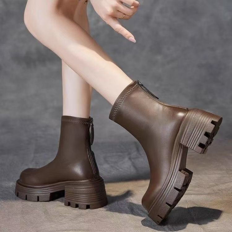 British Style Thin And All-matching Platform Ankle Boots