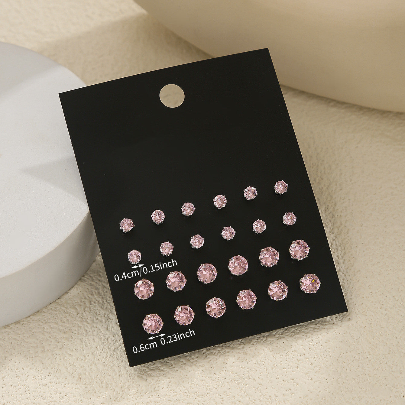 Pink Round Women's Earings Set