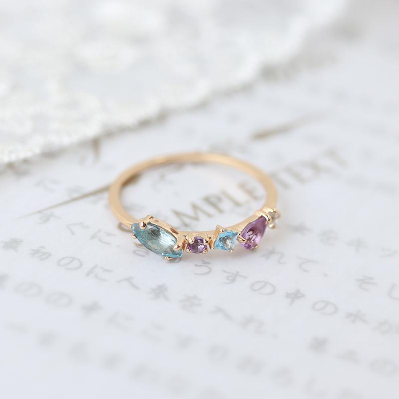 Gold-plated Inlaid Topaz Whiteamethyst Ring Geometric Retro Affordable Luxury