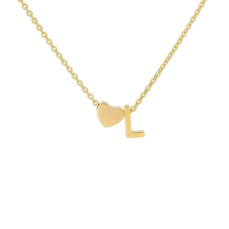 Simple Love Necklace Stainless Steel English 26 Letters