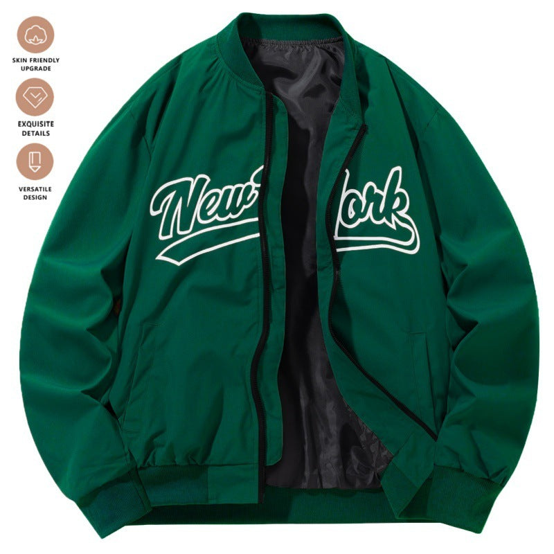 Baseball Uniform Retro Stand Collar Top Easy Matching Coat