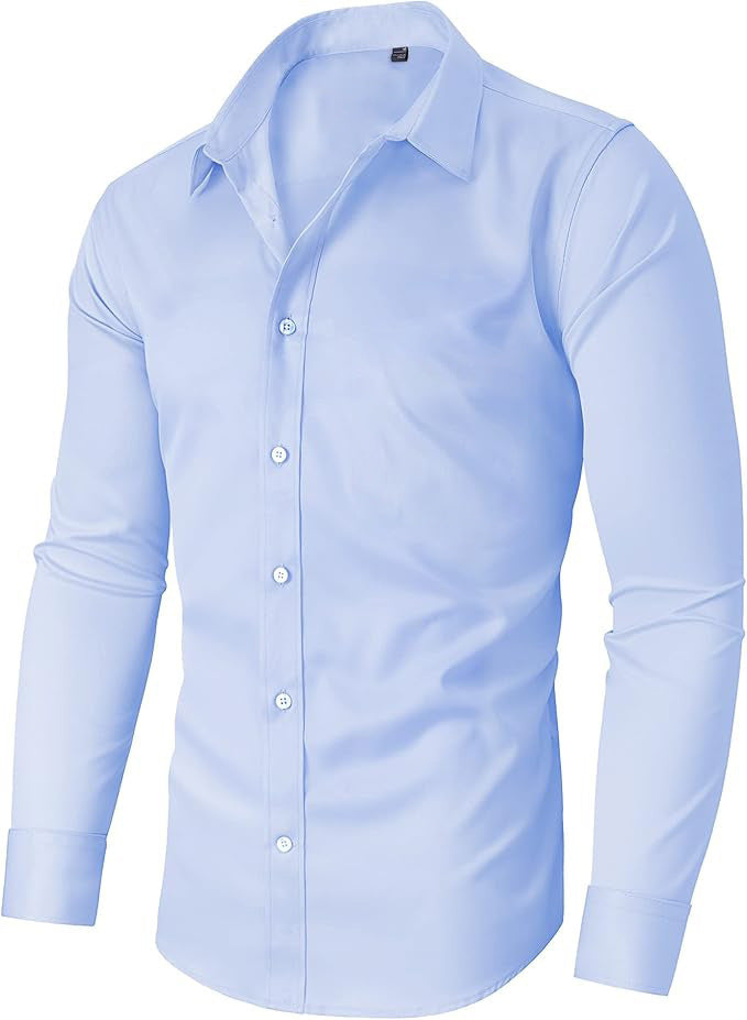 Full Elastic Force Shirt Men's Clothing Long Sleeve Shirt