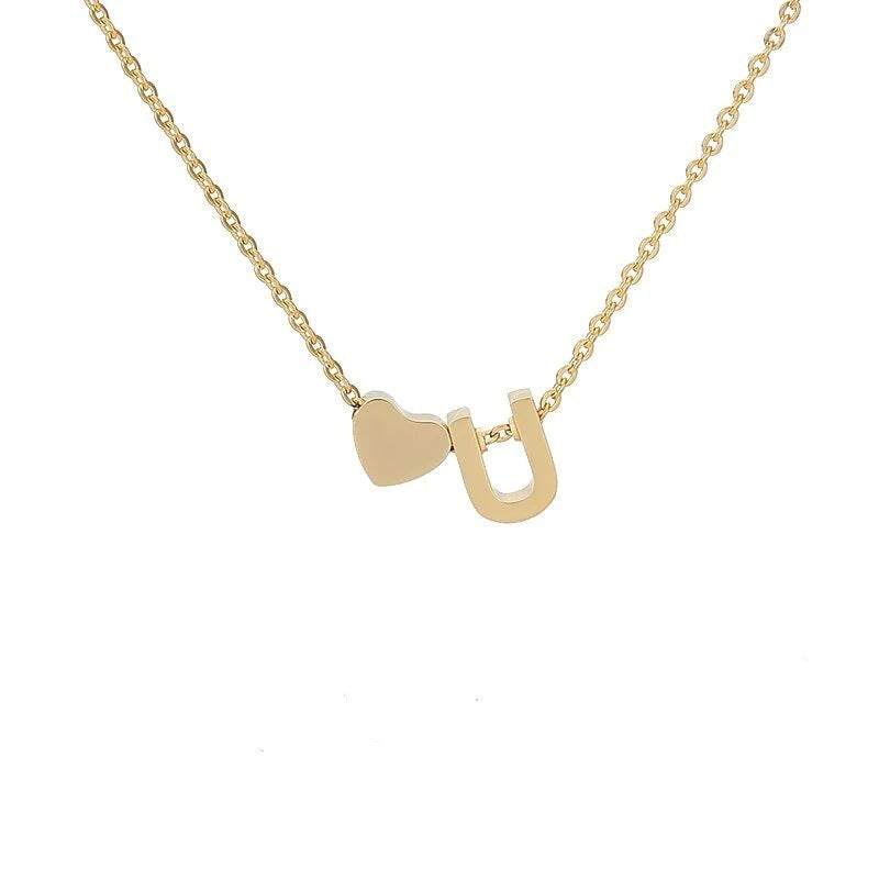 Simple Love Necklace Stainless Steel English 26 Letters