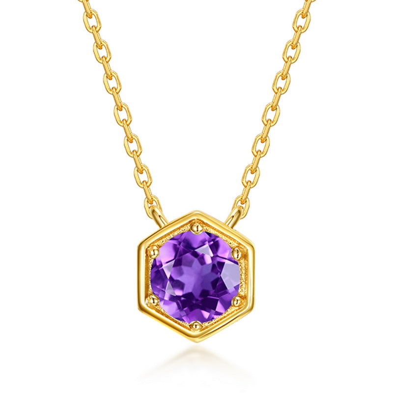 Twelve Birthstone S925 Silver Inlay Multicolor Cultivation Colored Gems Clavicle Chain Simple Necklace