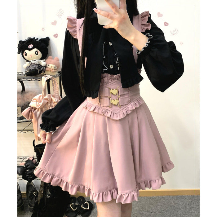 Top And Skirt Shirt High Waist Mid-length Dress Set Two-piece Set