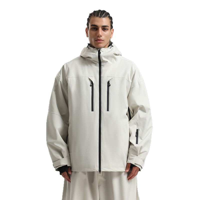 Men's Waterproof Breathable And Loose Zip Ski Suit Jacket