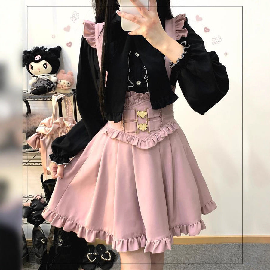 Top And Skirt Shirt High Waist Mid-length Dress Set Two-piece Set