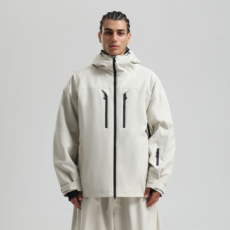 Men's Waterproof Breathable And Loose Zip Ski Suit Jacket