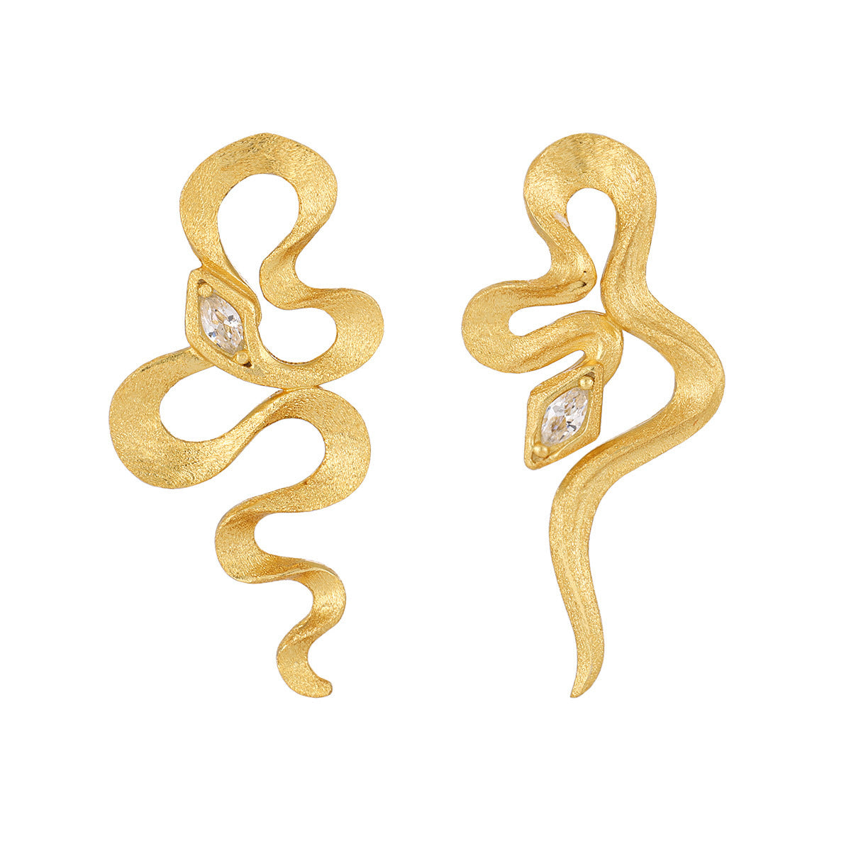 Snake-shaped Texture Inlaid Zircon Stud Earrings Female S925 Sterling Silver Minority All-match