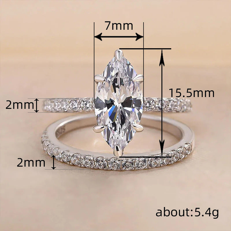 Fashion Shiny Couple Rings Female Inlaid Geometric Zircon Ring