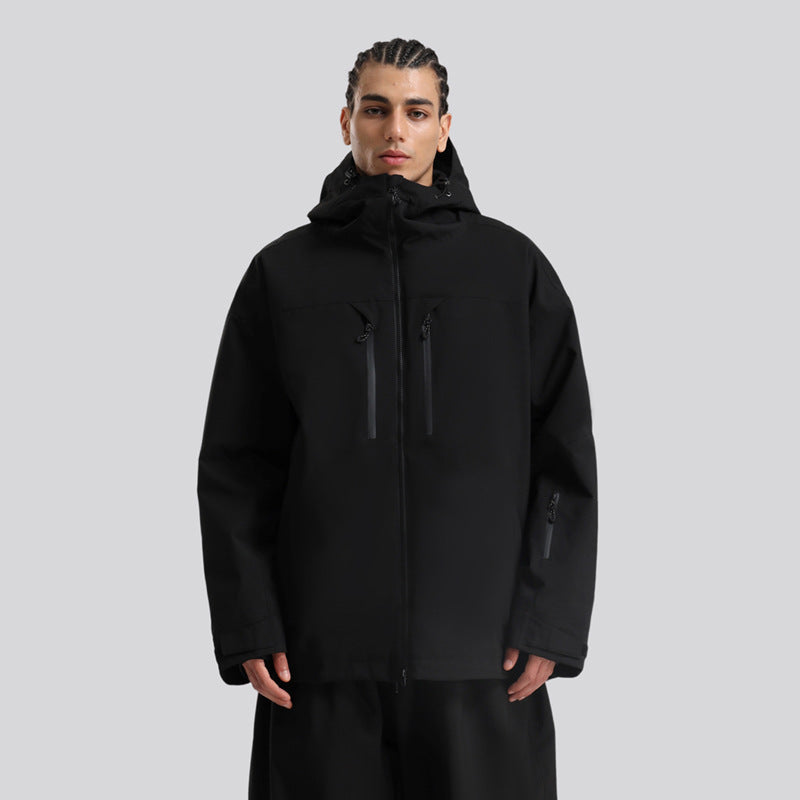 Men's Waterproof Breathable And Loose Zip Ski Suit Jacket