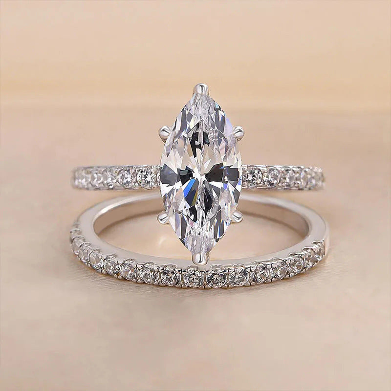 Fashion Shiny Couple Rings Female Inlaid Geometric Zircon Ring