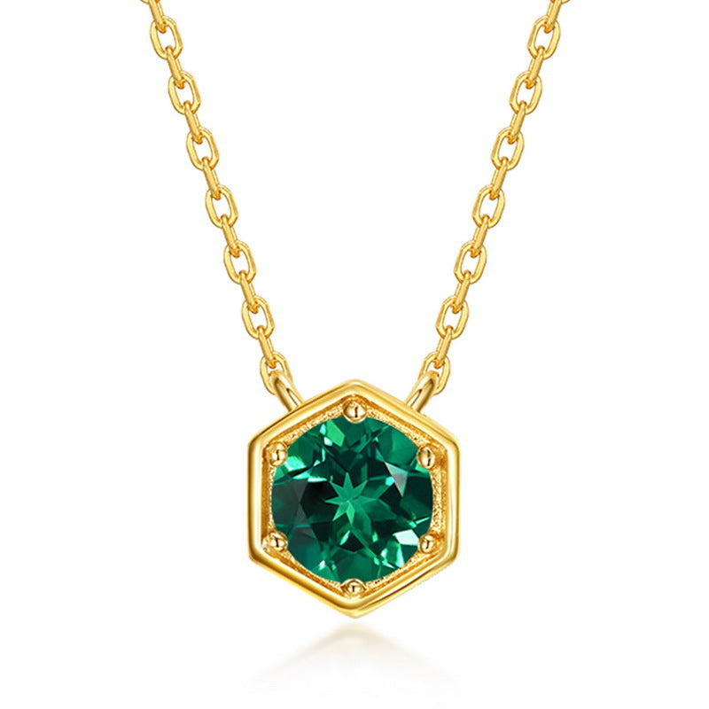 Twelve Birthstone S925 Silver Inlay Multicolor Cultivation Colored Gems Clavicle Chain Simple Necklace