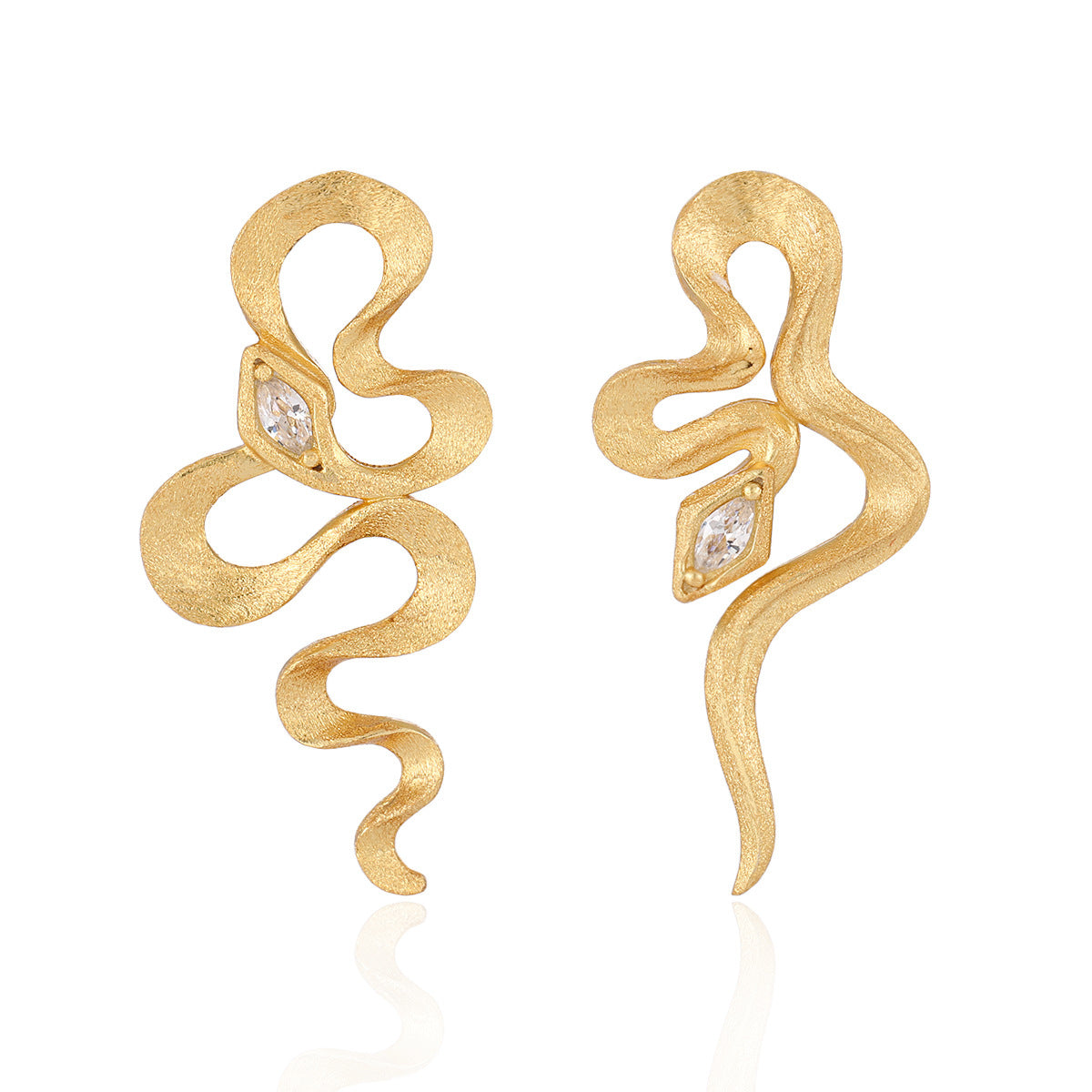 Snake-shaped Texture Inlaid Zircon Stud Earrings Female S925 Sterling Silver Minority All-match