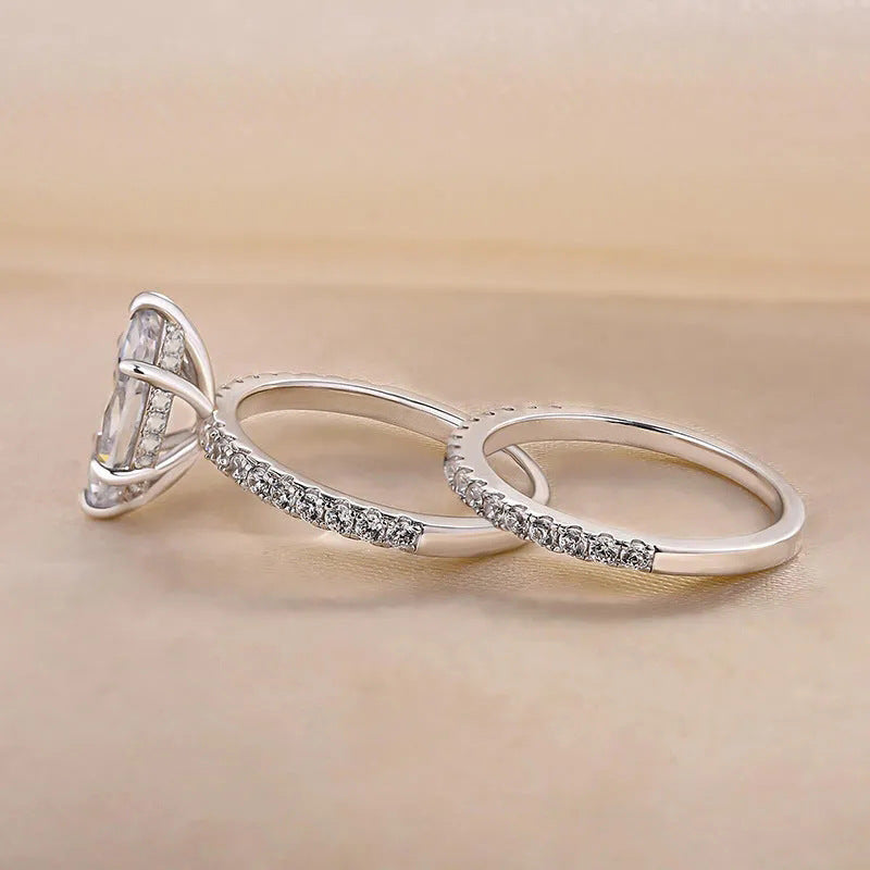 Fashion Shiny Couple Rings Female Inlaid Geometric Zircon Ring