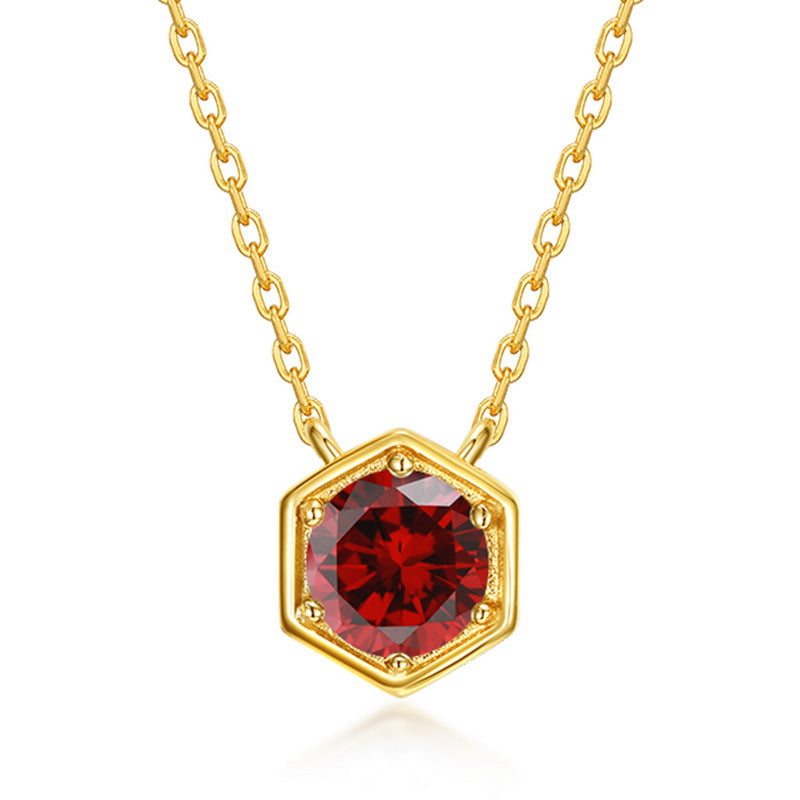 Twelve Birthstone S925 Silver Inlay Multicolor Cultivation Colored Gems Clavicle Chain Simple Necklace