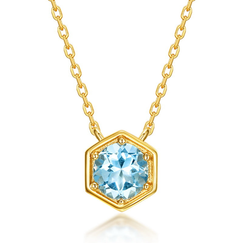 Twelve Birthstone S925 Silver Inlay Multicolor Cultivation Colored Gems Clavicle Chain Simple Necklace