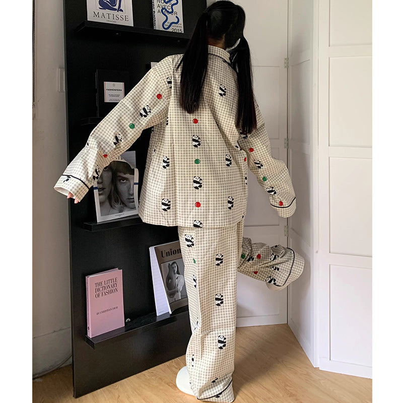 Panda Printing Long-sleeved Pajamas For Women