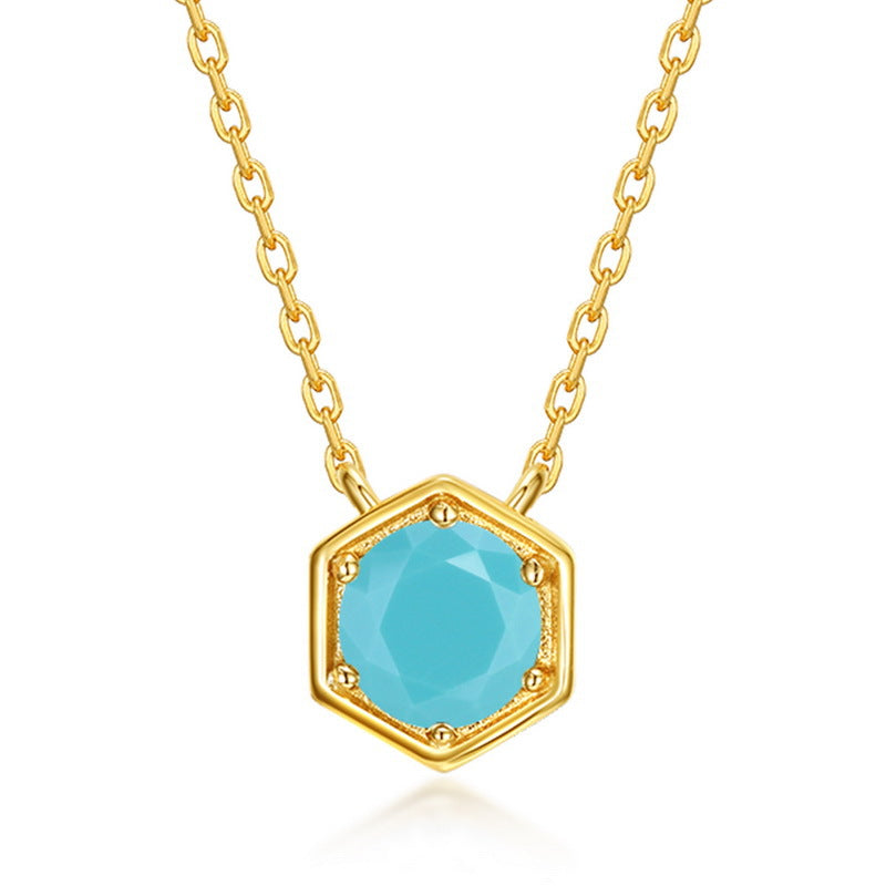 Twelve Birthstone S925 Silver Inlay Multicolor Cultivation Colored Gems Clavicle Chain Simple Necklace