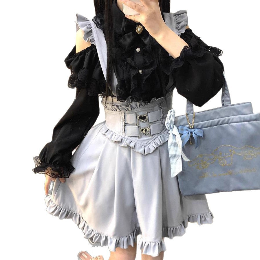Top And Skirt Shirt High Waist Mid-length Dress Set Two-piece Set