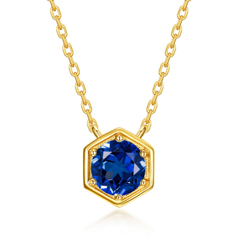 Twelve Birthstone S925 Silver Inlay Multicolor Cultivation Colored Gems Clavicle Chain Simple Necklace