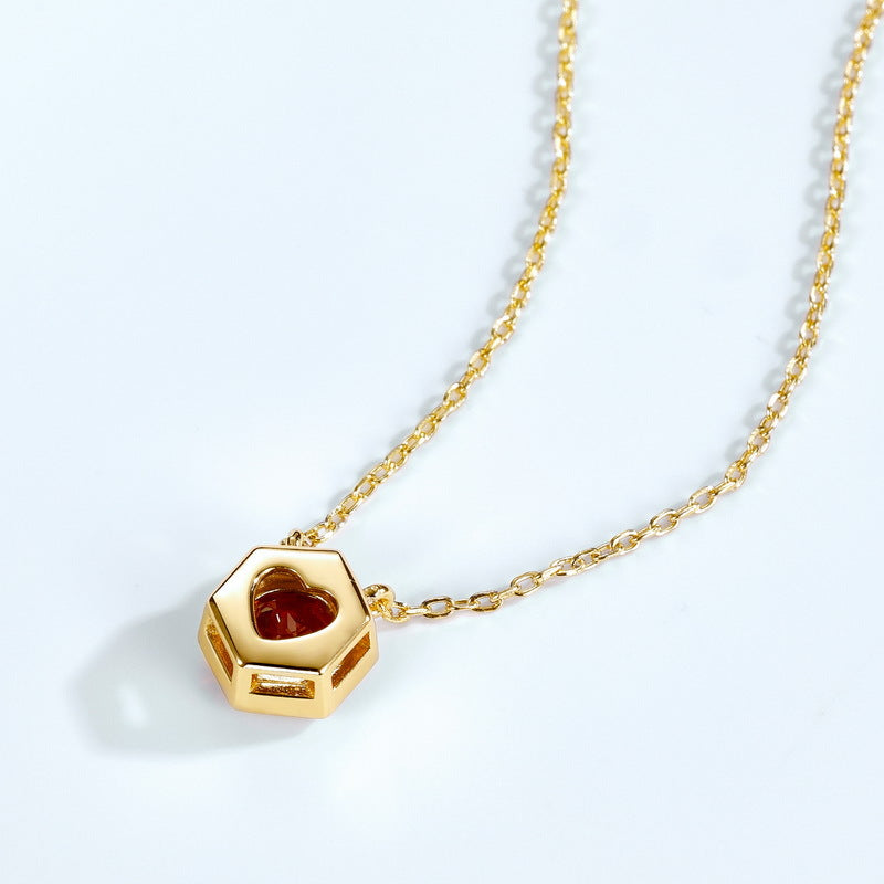 Twelve Birthstone S925 Silver Inlay Multicolor Cultivation Colored Gems Clavicle Chain Simple Necklace