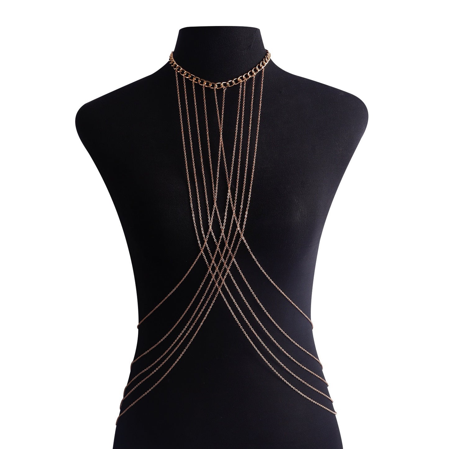 Fashion Creative Multi-layer Cross Body Chains Shop Hot Girl Chest Necklace
