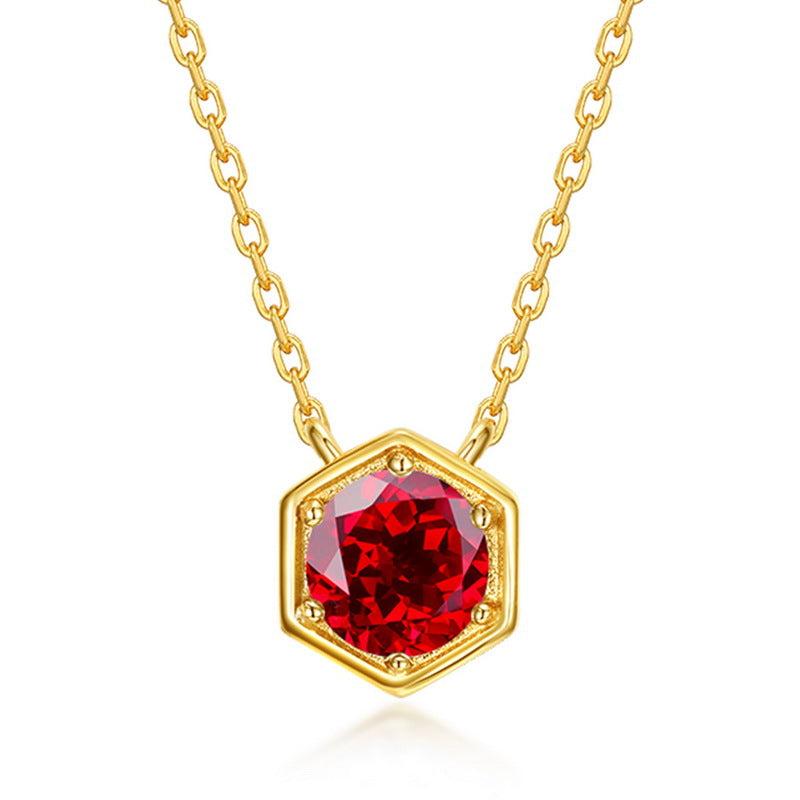 Twelve Birthstone S925 Silver Inlay Multicolor Cultivation Colored Gems Clavicle Chain Simple Necklace
