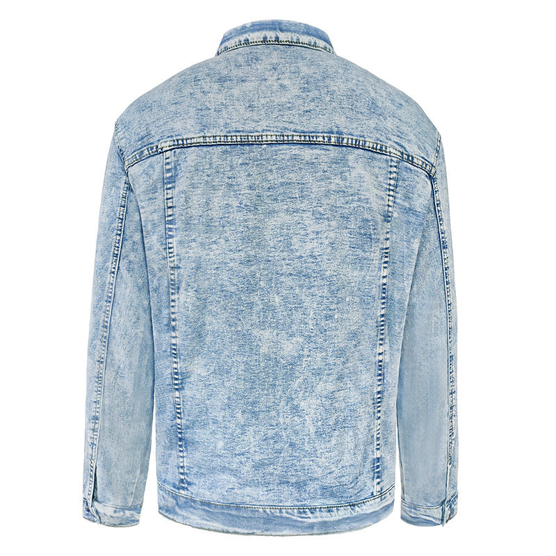 Men's Shirt Denim Shirt Jacket Trendy Simple All-match Slimming Slim Fit Polo Collar Jacket