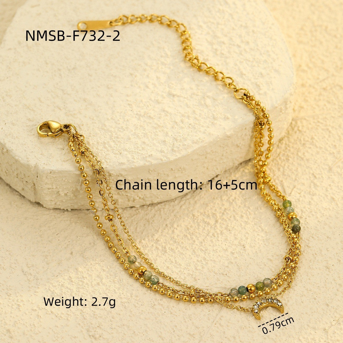 Niche Ins Natural Stone Freshwater Pearl Design Stainless Steel Bracelet