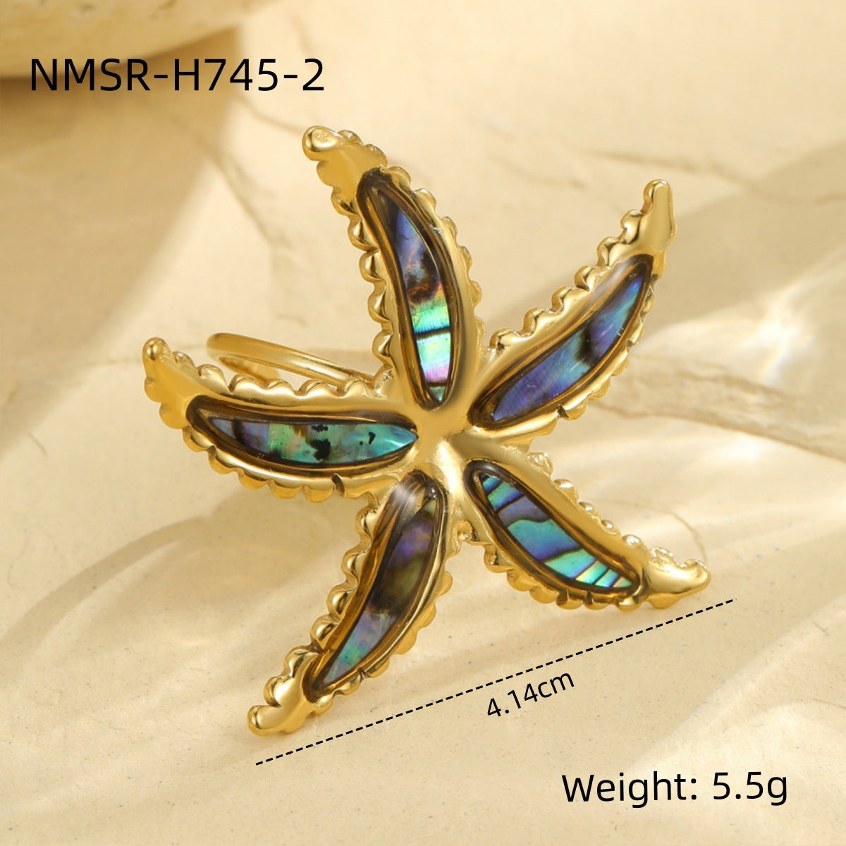Starfish-shaped Fritillary Stud Earrings Open Ring