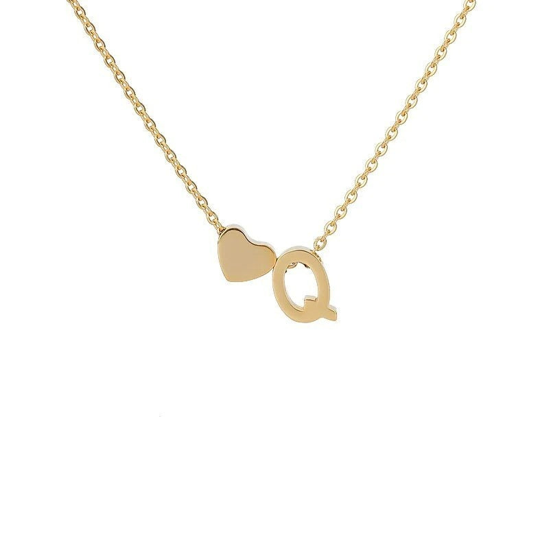 Simple Love Necklace Stainless Steel English 26 Letters