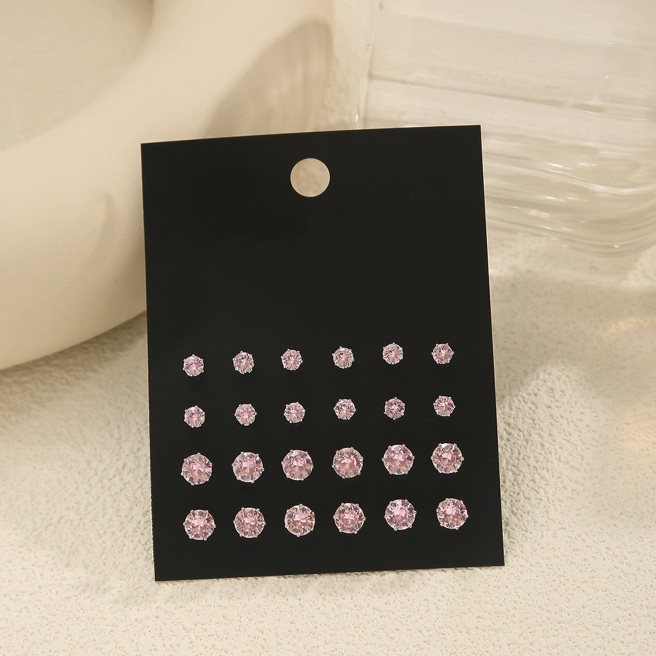 Pink Round Women's Earings Set