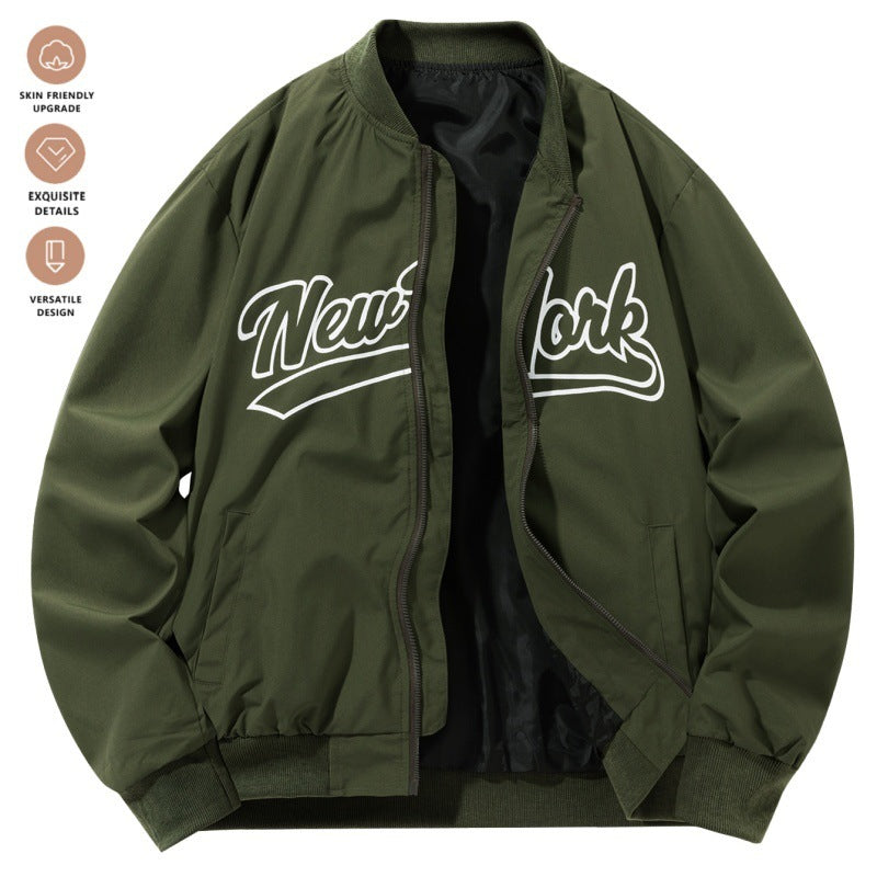 Baseball Uniform Retro Stand Collar Top Easy Matching Coat